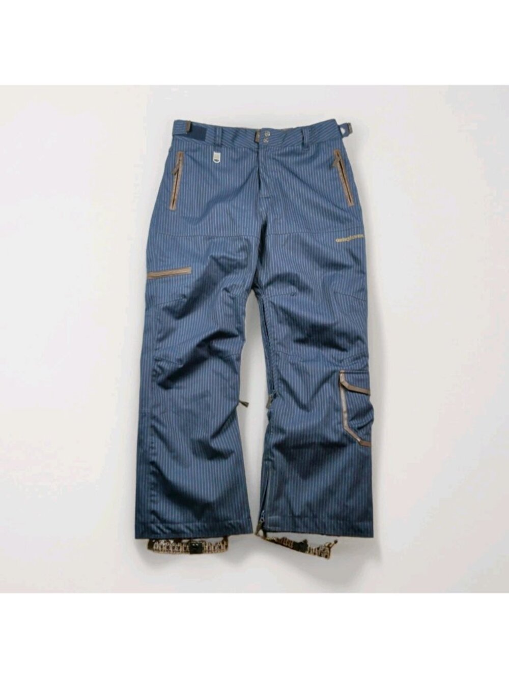 Y2K Quiksilver Utility Snowboard Pants Men's L Striped Dark Blue Tech Gorcpore *